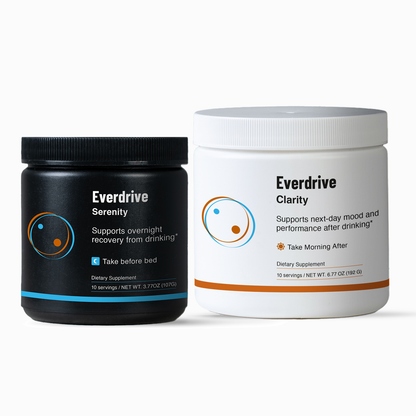Everdrive Serenity (black jar) and Clarity (white jar) side by side