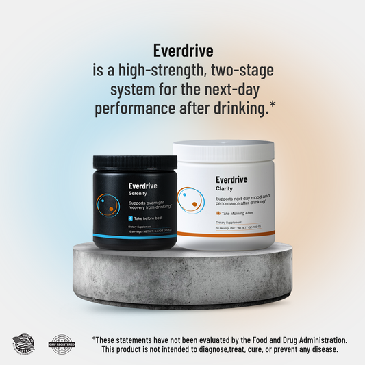 Everdrive two-stage system: Serenity night jar and Clarity morning jar on a concrete pedestal